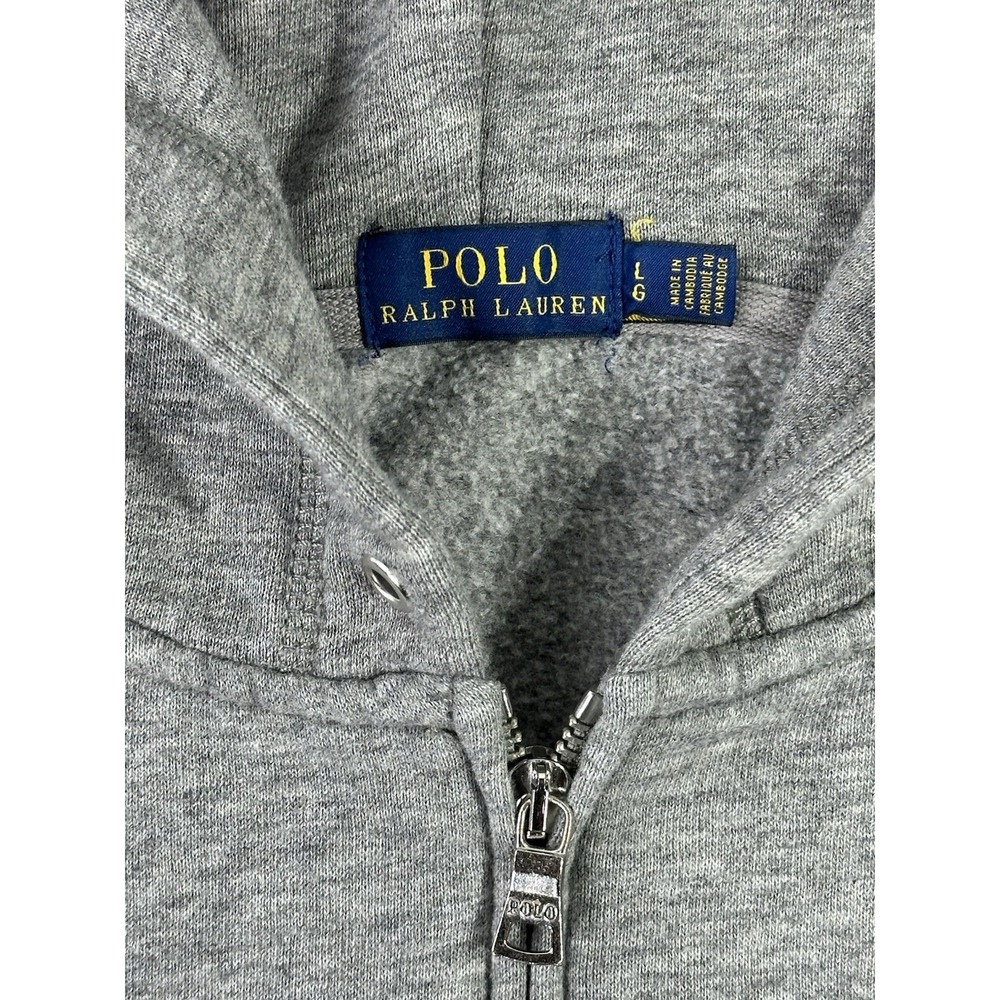 Polo Ralph Lauren Gray Full Zip Hoodie Sweatshirt White Pony Youth L - Picture 2 of 4